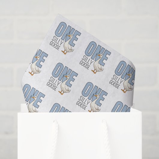 Modern Blue One Silly Goose First Birthday Tissuepapier (Cadeauzakje)