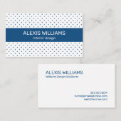 Modern Blue op White Polka Dot Pattern Blue Stripe Visitekaartje (Voorkant / Achterkant)