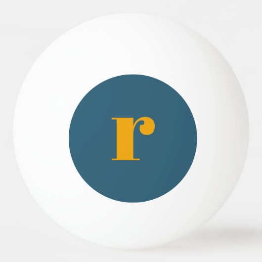 Modern Blue Oranje Monogram Ping Pong Ball (Voorkant)