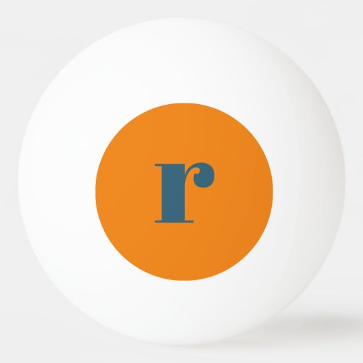 Modern Blue Oranje Monogram Ping Pong Ball (Achterkant)