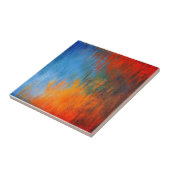 Modern Blue Oranje Red Abstract Art Tegeltje (Zijkant)