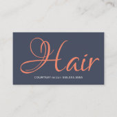 Modern Blue Oranje Typography Hair Stylist Visitekaartje (Voorkant)