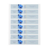 Modern Blue Orchid Floral Gold Trim Adreslabel Wikkel (Vel)