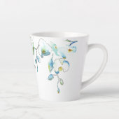 Modern Blue Orchid Waterverf Floral Latte Mok (Rechts)