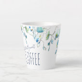 Modern Blue Orchid Waterverf Floral Latte Mok (Voorkant)