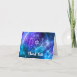 Modern Blue Paars Galaxy Bat Bar Mitzvah Folded Bedankkaart<br><div class="desc">Creëer je eigen coole vleermuisbar mitzvah bedankt je kaarten op een unieke, blauwe en paarse Melkweg met de titel DIY sjabloon. Dit universum is ontworpen met waterverf nebula kunst van Raphaela Wilson in een donkere nachtsklok met sterren. De joodse Ster van David en ruimtespiraal zijn facultatief, en u kunt uw...</div>