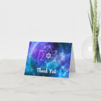 Modern Blue Paars Galaxy Bat Bar Mitzvah Folded