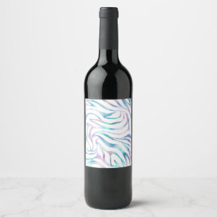 Modern Blue Paars Glitter Glam Zebra Print Wijn Etiket