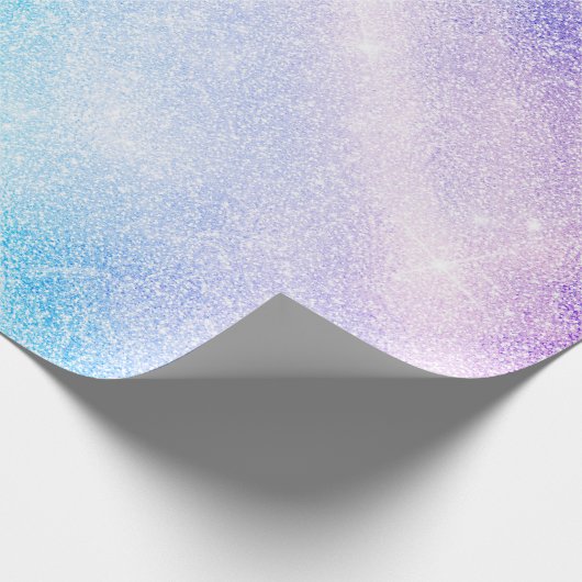 Modern Blue Paars Glitter Ombre Glam Design Cadeaupapier (Hoek)