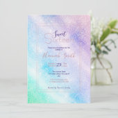 Modern Blue Paars Glitter Ombre Glam Design Kaart (Staand voorkant)