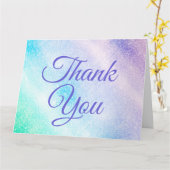 Modern Blue Paars Glitter Ombre Glam Design Kaart (Gele Bloem)