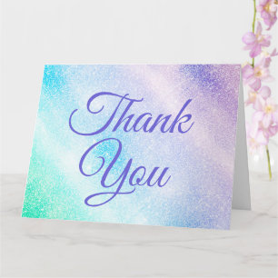 Modern Blue Paars Glitter Ombre Glam Design Kaart