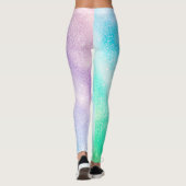 Modern Blue Paars Glitter Ombre Glam Design Leggings (Achterkant)