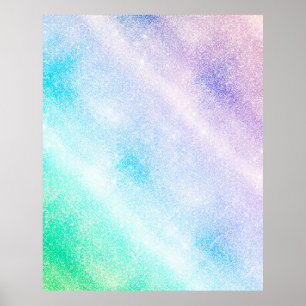 Modern Blue Paars Glitter Ombre Glam Design Poster