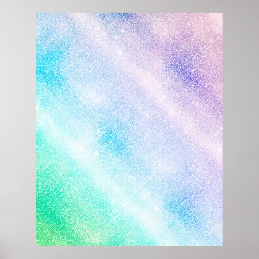 Modern Blue Paars Glitter Ombre Glam Design Poster (Voorkant)