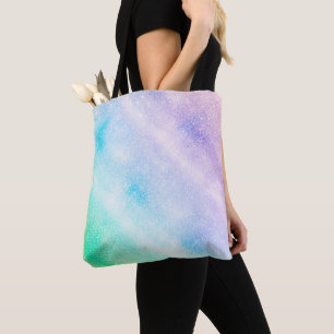 Modern Blue Paars Glitter Ombre Glam Design Tote Bag