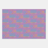 Modern Blue Paars Gold Hanukkah Menorahs & Stars Inpakpapier Vel (Voorkant 3)