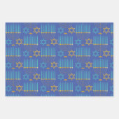 Modern Blue Paars Gold Hanukkah Menorahs & Stars Inpakpapier Vel (Voorkant 2)