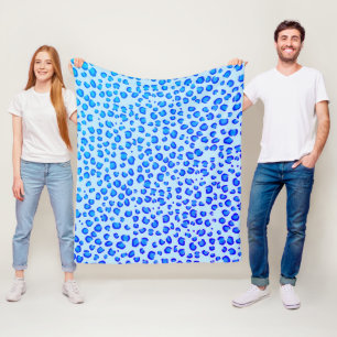 Modern Blue Paars Leopard Animal Print Patroon Fleece Deken