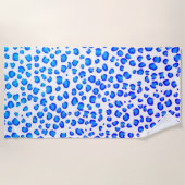 Modern Blue Paars Leopard Animal Print Patroon Strandlaken (Voorkant)