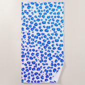 Modern Blue Paars Leopard Animal Print Patroon Strandlaken (Voorkant)