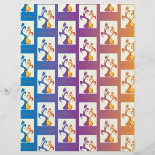 Modern Blue, paars, oranje Tulip Couple Floral