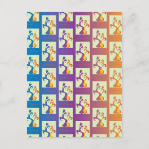 Modern Blue, paars, oranje Tulip Couple Floral Briefkaart