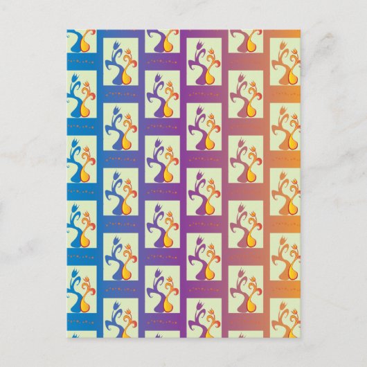 Modern Blue, paars, oranje Tulip Couple Floral Briefkaart (Voorkant)