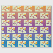 Modern Blue, paars, oranje Tulip Couple Floral Cadeaupapier (Vlak)