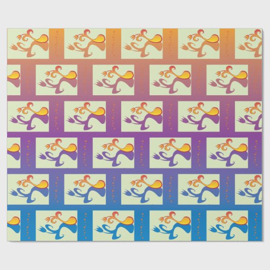 Modern Blue, paars, oranje Tulip Couple Floral Cadeaupapier (Vlak)