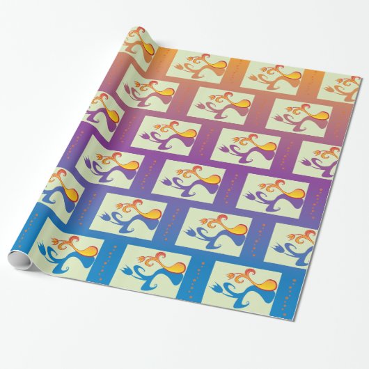 Modern Blue, paars, oranje Tulip Couple Floral Cadeaupapier (Uitgerold)