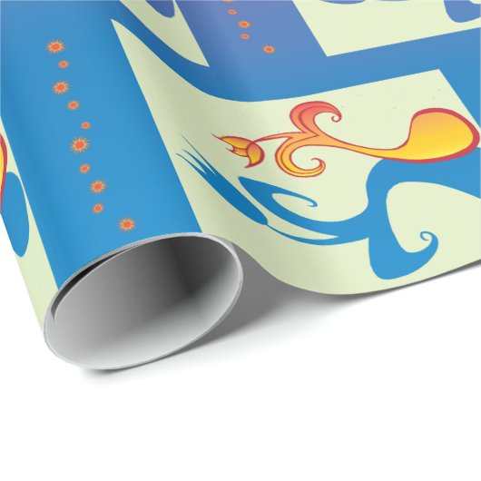 Modern Blue, paars, oranje Tulip Couple Floral Cadeaupapier (Rol Hoek)