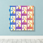 Modern Blue, paars, oranje Tulip Couple Floral Canvas Afdruk (Insitu (Houten vloer))