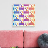 Modern Blue, paars, oranje Tulip Couple Floral Canvas Afdruk (Insitu (Woonkamer))