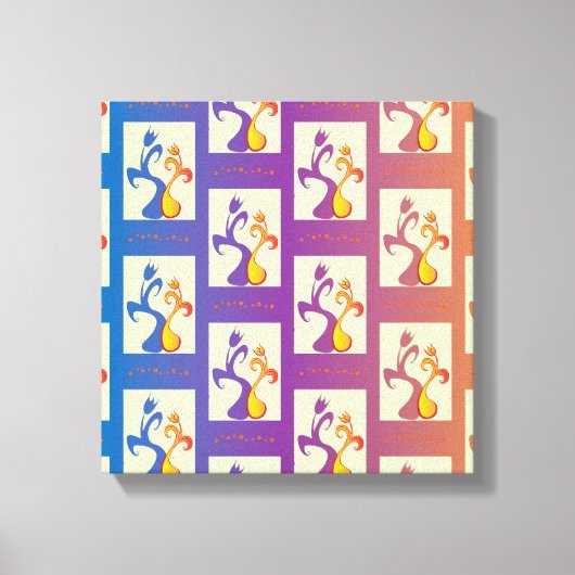 Modern Blue, paars, oranje Tulip Couple Floral Canvas Afdruk (Voorkant)