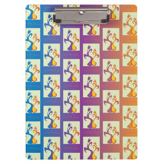 Modern Blue, paars, oranje Tulip Couple Floral Klembord (Voorkant)