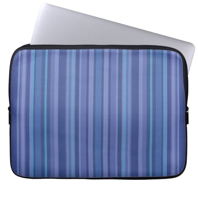 Modern Blue Paars Stripe Laptop Sleeve (Voorkant)