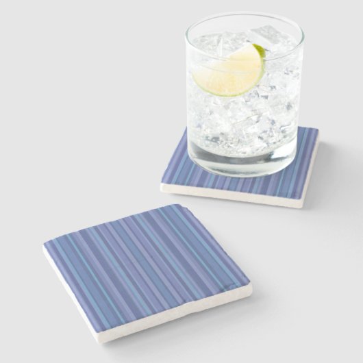 Modern Blue Paars Stripe Stenen Onderzetter (Zijkant)