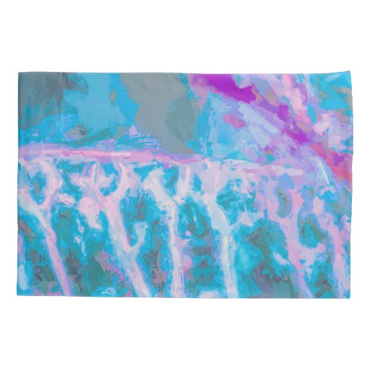 Modern Blue Paarse Abstracte Waterverf Artsy Kussensloop (Achterkant)