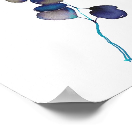 Modern Blue Paarse Eucalyptus Leaves Greenery Poster (Hoek)