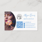 Modern Blue Paint Beauty Make-up Hair logo qr Visitekaartje (Achterkant)