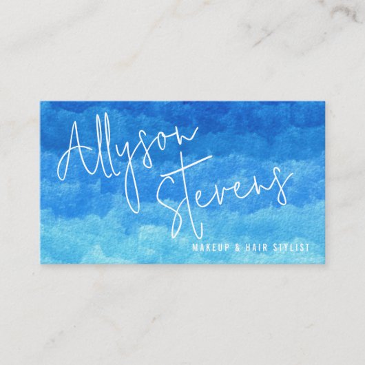 Modern Blue Paint Beauty Make-up Hair logo qr Visitekaartje (Voorkant)