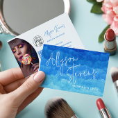 Modern Blue Paint Beauty Make-up Hair logo qr Visitekaartje