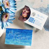 Modern Blue Paint Beauty Make-up Hair logo qr Visitekaartje