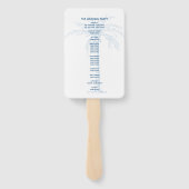 Modern Blue Palm Tropical Beach Wedding Programme Handwaaier (Achterkant)