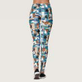 Modern Blue Palm tropisch gecontroleerd Abstract p Leggings (Achterkant)
