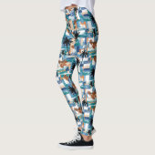 Modern Blue Palm tropisch gecontroleerd Abstract p Leggings (Links)