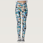 Modern Blue Palm tropisch gecontroleerd Abstract p Leggings (Voorkant)