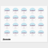 Modern Blue Pattern Afstuderen Ronde Sticker (Vel)