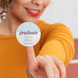 Modern Blue Pattern Afstuderen Ronde Sticker